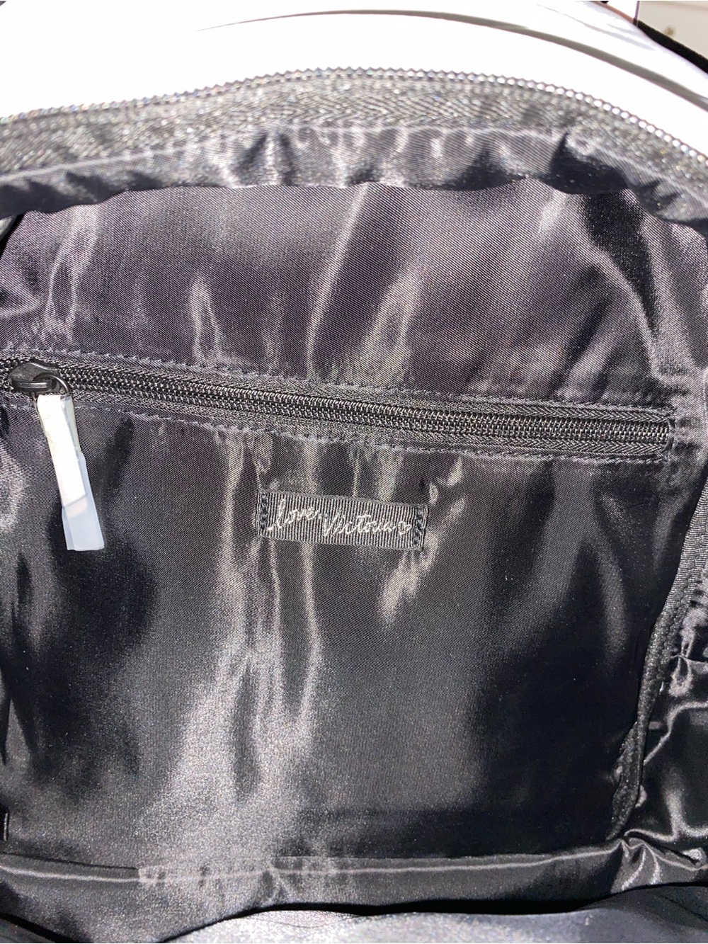 Victoria's Secret Gray Backpack with Pink Graffiti Accents - Picture 7 of 12